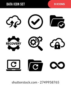 Simple Line Data and Network Management Icons Set for Microstock