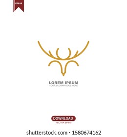 Simple line deer head logo vector design