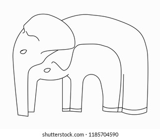 Simple line depicting an elephants. A symbol for the reserve. Salvation and rehabilitation of elephants