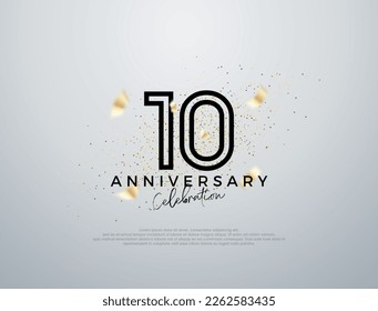 Simple line design for 10th anniversary celebration. Premium vector for poster, banner, celebration greeting.