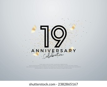 Simple line design for 19th anniversary celebration. Premium vector for poster, banner, celebration greeting.