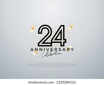 Diseño de líneas simples para la celebración del 24 aniversario. Vector premium para afiches, banner, saludo de celebración.