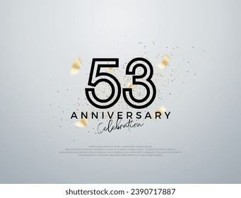 Diseño de líneas simples para la celebración del 53 aniversario. Vector premium para afiches, banner, saludo de celebración.