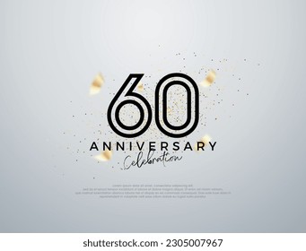 Simple line design for 60th anniversary celebration. Premium vector for poster, banner, celebration greeting.