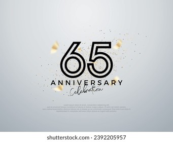 Simple line design for 65th anniversary celebration. Premium vector for poster, banner, celebration greeting.
