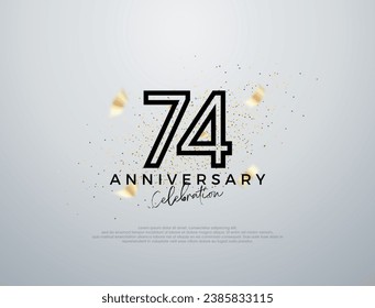 Einfaches Liniendesign für 74-jährige Jubiläumsfeier. Premium Vektor für Poster, Banner, Fest Gruß.