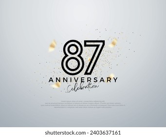 Diseño de líneas simples para la celebración del 87 aniversario. Vector premium para afiches, banner, saludo de celebración.