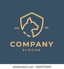 Simple Line Design Cat Shield Vector Illustration can be used for Technology Security Logo.