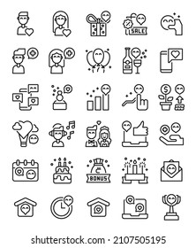 simple line design happiness icons pack vector illustration