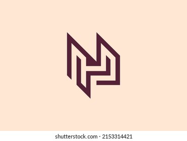 simple line design letter H purple 