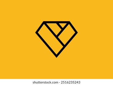 diseño de línea simple letra V basado en el logotipo del diamante