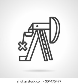 Simple line design vector icon for oil rig, petroleum rig. Equipment for oil research and drilling well. Design element for business, logo and website.