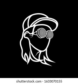 simple line dj woman vector