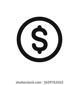 Línea simple Dólar Iniciar sesión Ronda Moneda Icono de Finanzas