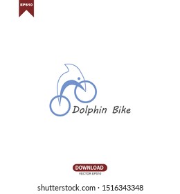 Simple line dolphin bike concept logo vector template design