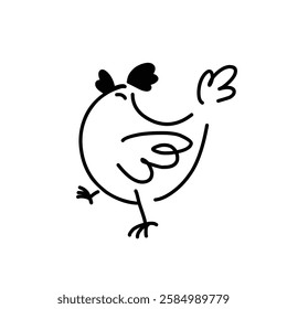 simple line doodle chicken vector