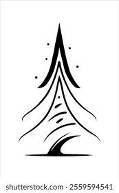 simple line doodle of a winter christmas tree silhouette vector. perfect for holiday designs, decorations, cards, and digital art projects. minimal, clean, and festive graphic illustration.