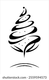 simple line doodle of a winter christmas tree silhouette vector. perfect for holiday designs, decorations, cards, and digital art projects. minimal, clean, and festive graphic illustration.