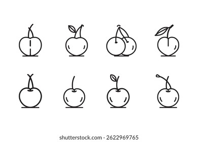 Linha Simples Desenho Ícone de Fruta de Acerola
