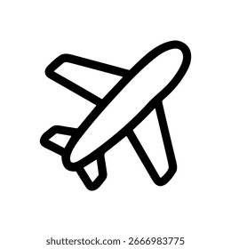 Icono de elemento de navegación de símbolo de vuelo de avión de dibujo de línea simple