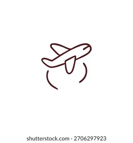 Simple line drawing of an airplane taking off on a white background.