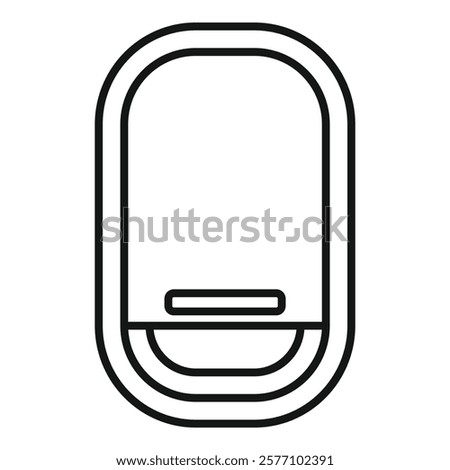 Simple line drawing of an airplane window closed, representing air travel and passenger safety