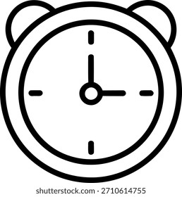 Un simple dibujo de línea de un despertador perfecto para la gestión del tiempo o conceptos de recordatorio