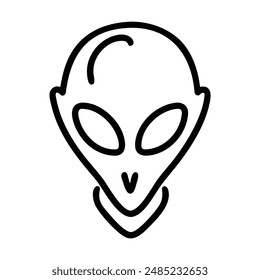 Simple line drawing of an aliens face. Vector illustration