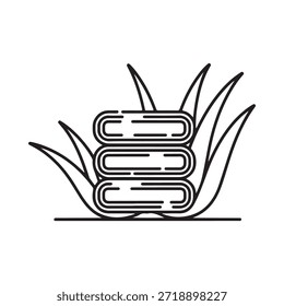 Dibujo de línea simple de una planta de aloe vera con hojas puntiagudas