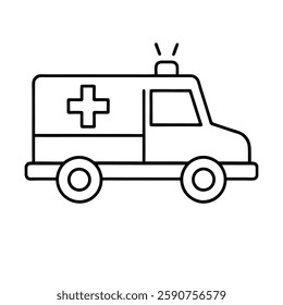 Simple Line Drawing of Ambulance