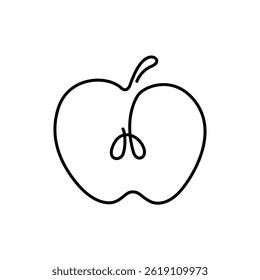Simple line drawing of an apple with a whimsical twist, showcasing creativity in minimalistic art style