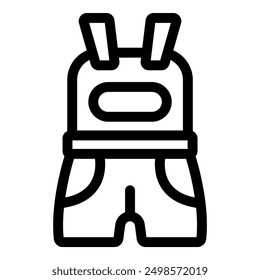 Simple line drawing of a baby jumpsuit featuring overalls with two big pockets, ready to be filled with toys and treasures