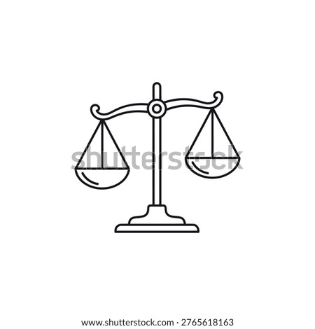 A simple line drawing of a balance scale on a white background
