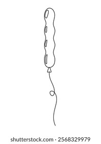 Simple line drawing of a balloon with a wavy shape floating upwards in a minimalist style