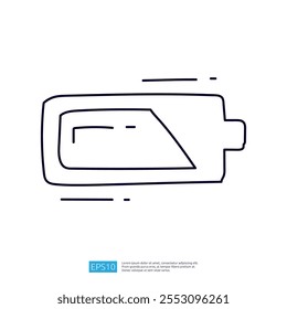 Dibujo de línea simple de un ícono de batería, que indica el nivel de Recargo, generalmente utilizado en interfaces digitales para representar el Estado de energía.