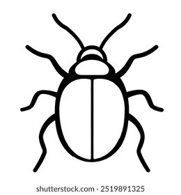 Desenho de linha simples de um besouro, enfatizando sua forma e características.
