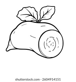 Simple Line Drawing Of A Beetroot With Leaves
