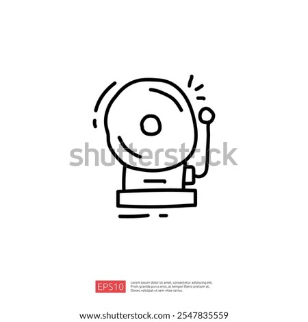 A simple line drawing of a bell or alarm, indicating an alert or notification. The design is minimalistic and emphasizes the bell's shape and function.