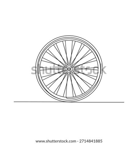 Simple line drawing of a bicycle wheel resting on a flat surface