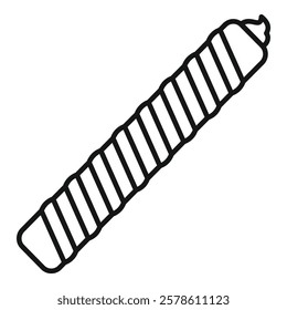 Simple line drawing of a birthday candle with diagonal stripes, ideal for representing celebrations and parties