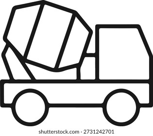 Einfache Linie Zeichnung schwarze Linie Art Symbol eines Betonmischwagen