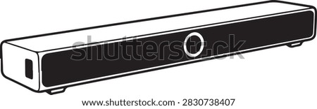 Simple line drawing of a black remote control for presentations with a circular navigation button.