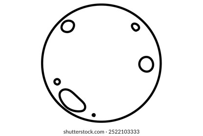 Dibujo de línea simple en blanco y negro de la luna, ilustración isométrica, Ilustración vectorial