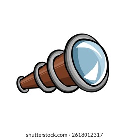Simple line drawing in black and white of a telescope, isometric Vector Illustration