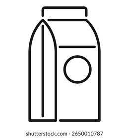 Desenho de linha simples de uma caixa de leite ou suco em branco com uma tampa de parafuso para marca e design