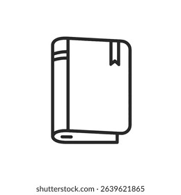 Simple line drawing of a book with bookmark