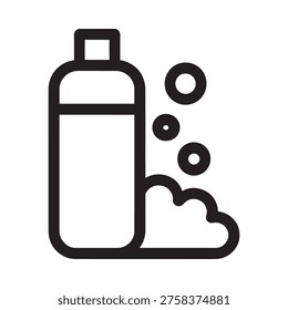 Simple line drawing of a bottle with bubbles and foam illustration