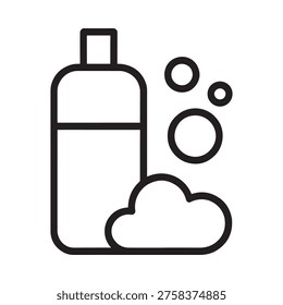 Simple line drawing of a bottle with bubbles and foam
