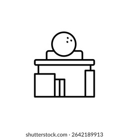 Simple Line Drawing Of A Bowling Ball On A Trophy Presentation Stand