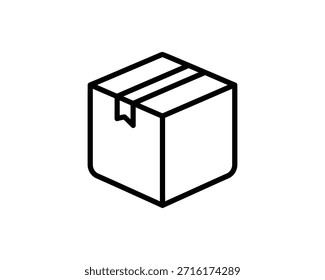 Um simples desenho em linha de uma caixa com uma aba selada, representando serviços de logística de entrega